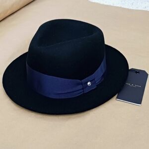 NWT Rag & Bone Drape Band Wool Trilby Hat size Small Navy Blue